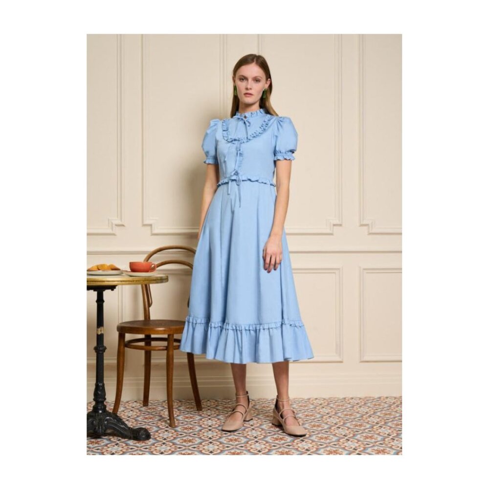 Sister Jane | Benoite Ruffle Midi Dress Cornflower Blue
